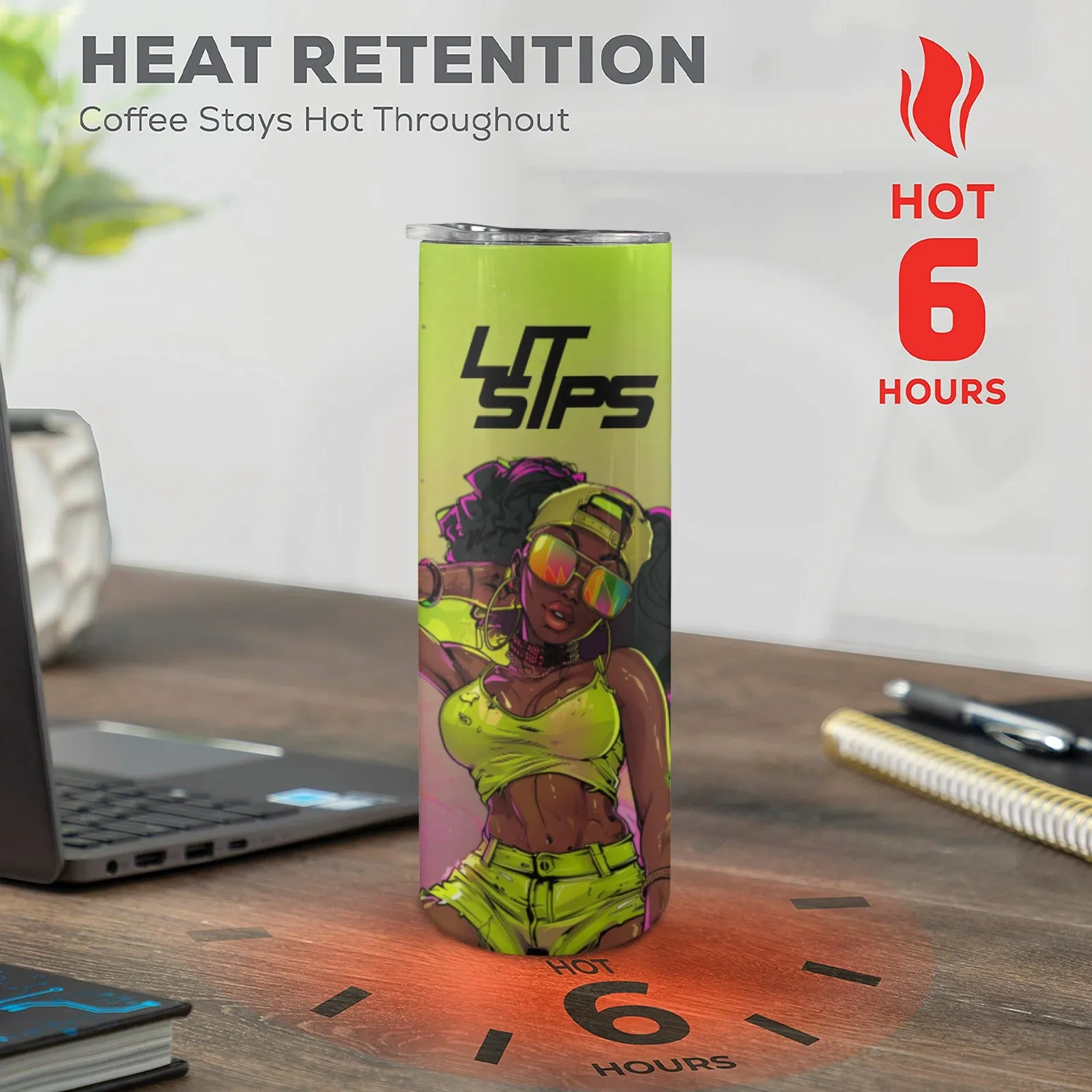 Lit Sips 0oz Tall Skinny Tumbler with Lid and Straw