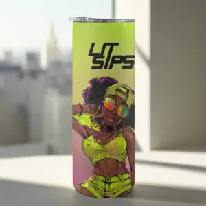 Lit Sips 0oz Tall Skinny Tumbler with Lid and Straw