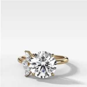Lotus Engagement Ring With Round Cut Diamond