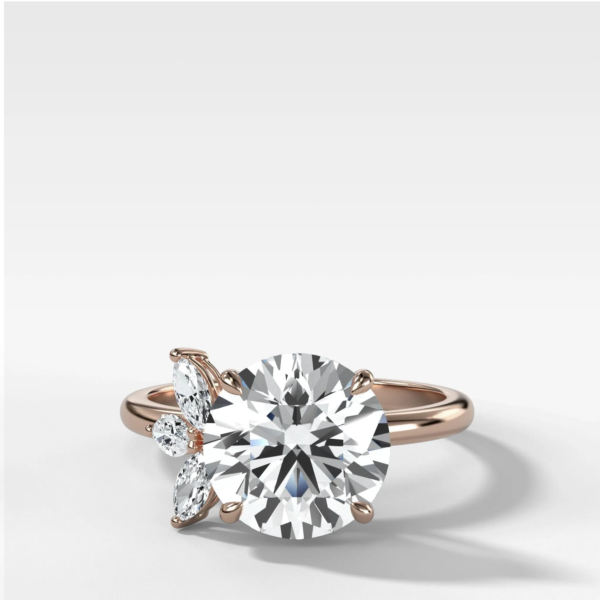 Lotus Engagement Ring With Round Cut Diamond