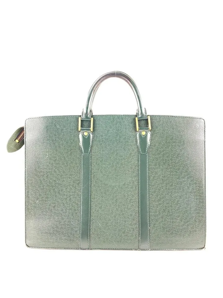 Louis Vuitton Green Taiga Leather Lozan Attache Briefcase 40LVL1125