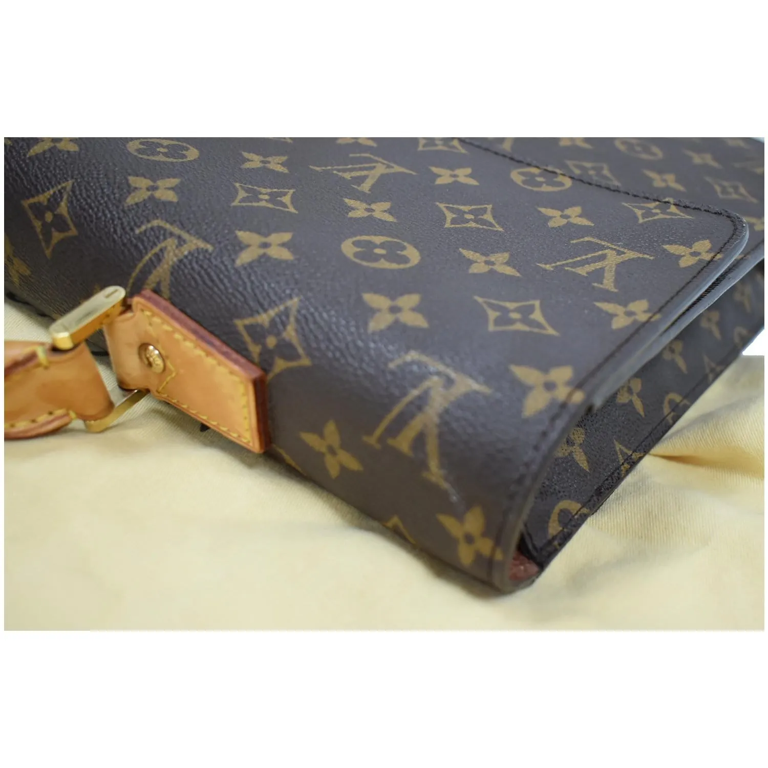 LOUIS VUITTON Laguito Monogram Canvas Briefcase Bag Brown