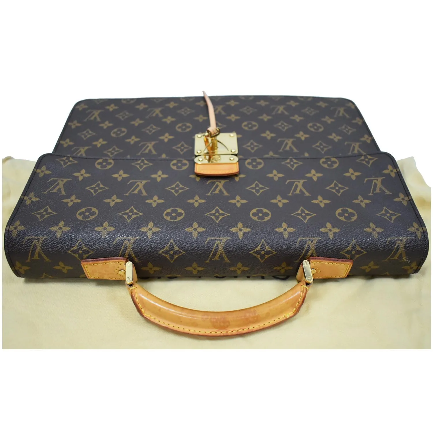 LOUIS VUITTON Laguito Monogram Canvas Briefcase Bag Brown