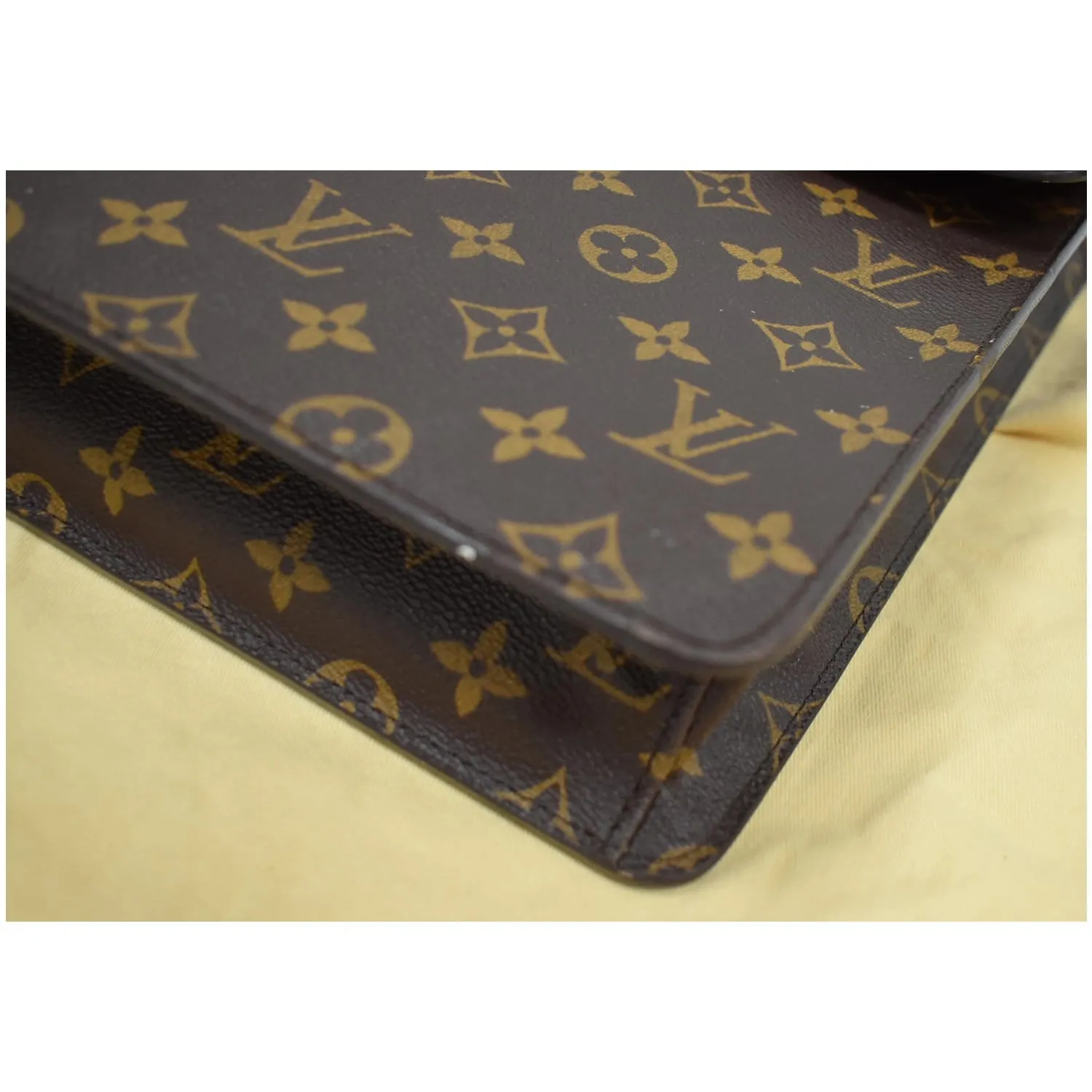 LOUIS VUITTON Laguito Monogram Canvas Briefcase Bag Brown