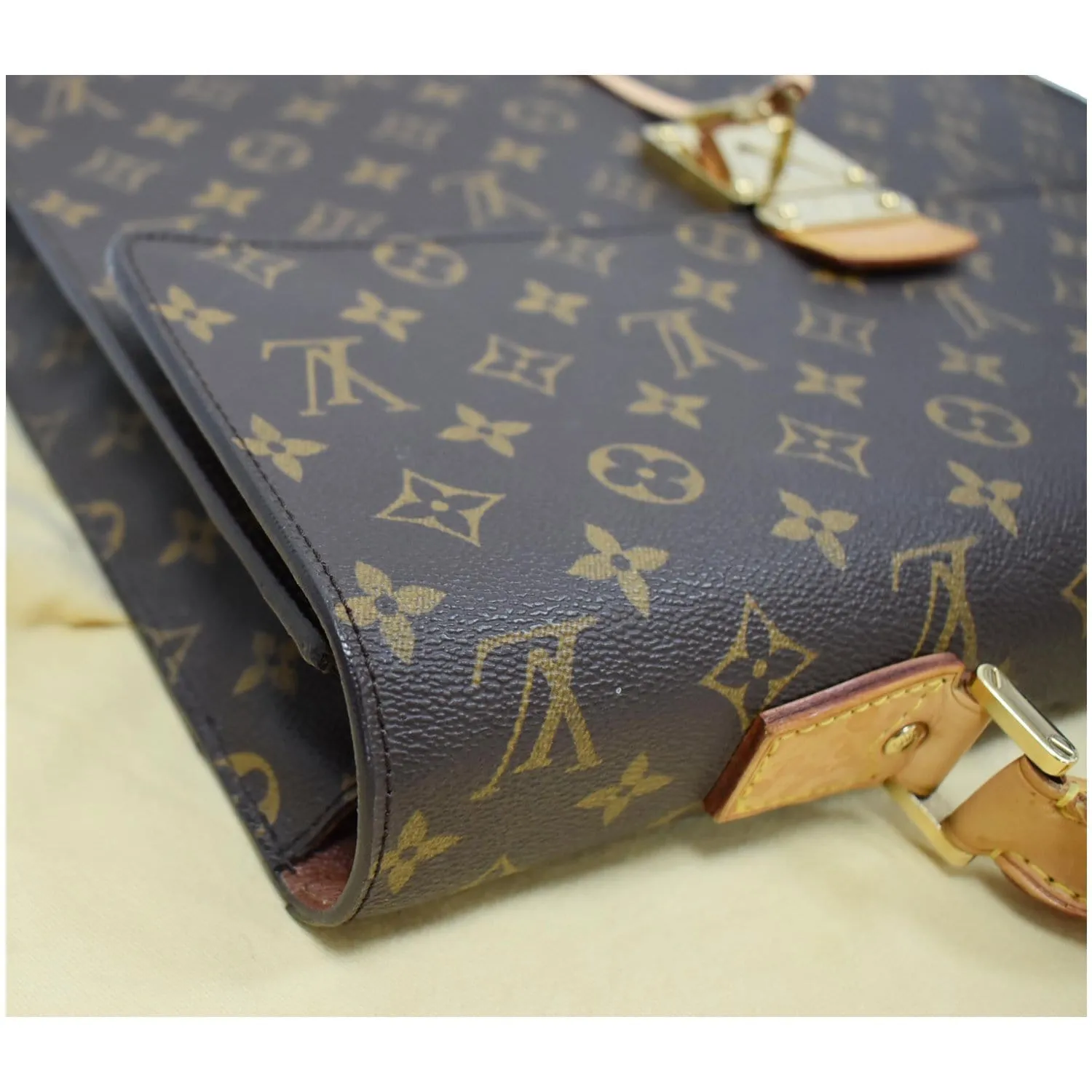 LOUIS VUITTON Laguito Monogram Canvas Briefcase Bag Brown