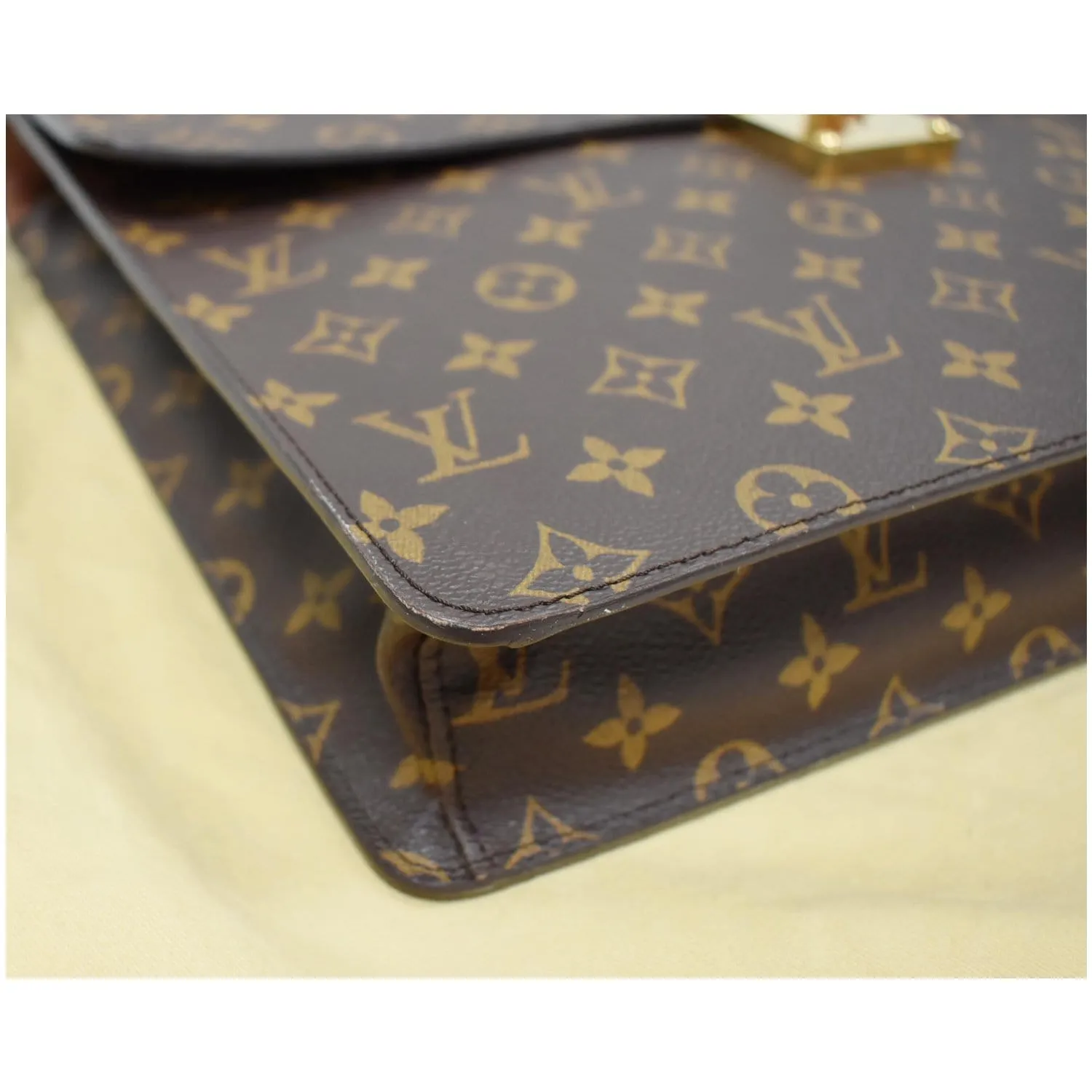 LOUIS VUITTON Laguito Monogram Canvas Briefcase Bag Brown