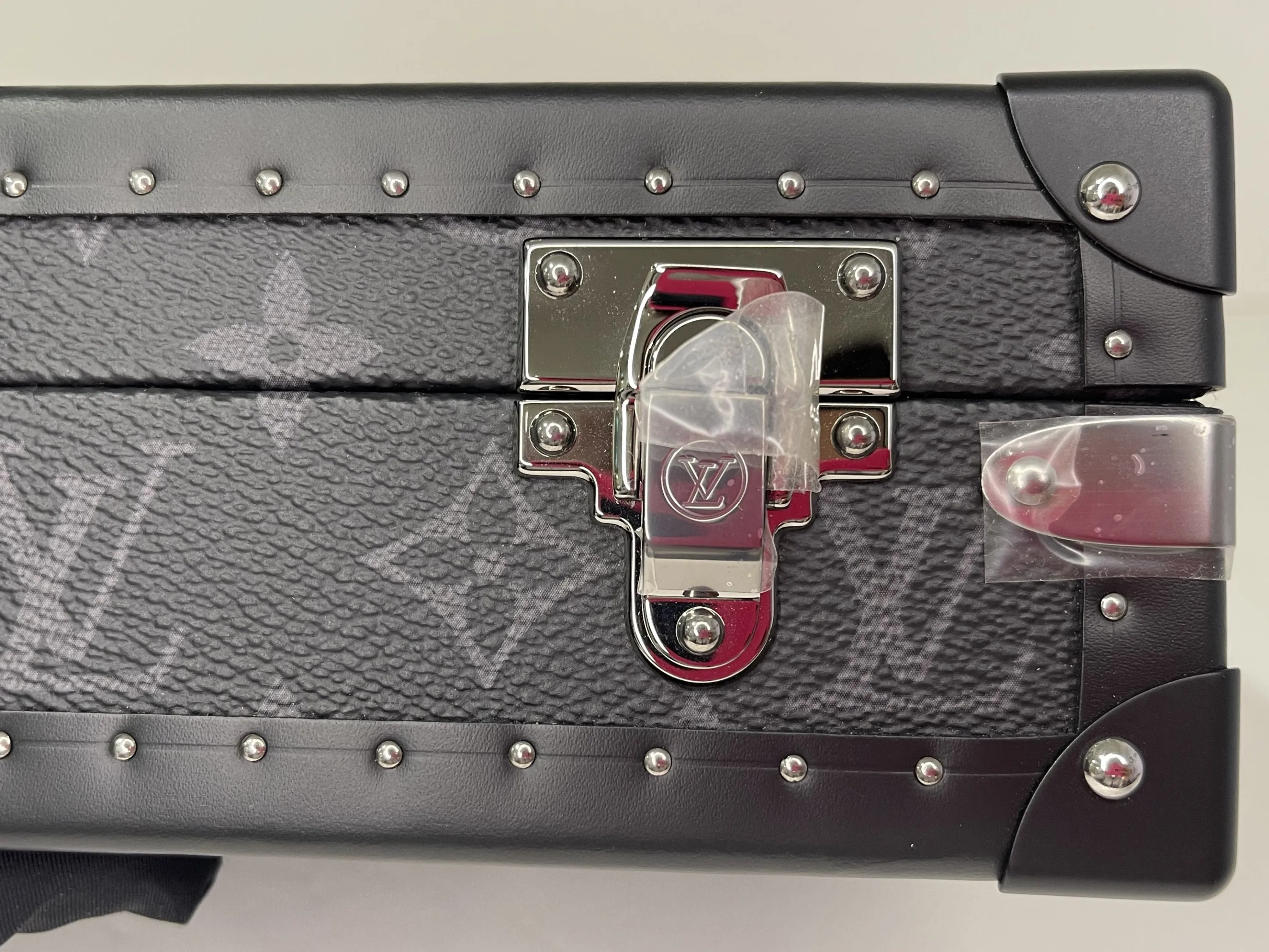 LOUIS VUITTON M20251 CLUTCH BOX, MONOGRAM ECLIPE RUTHENIUM HARDWARE, WITH STRAP, DUST COVER & BOX