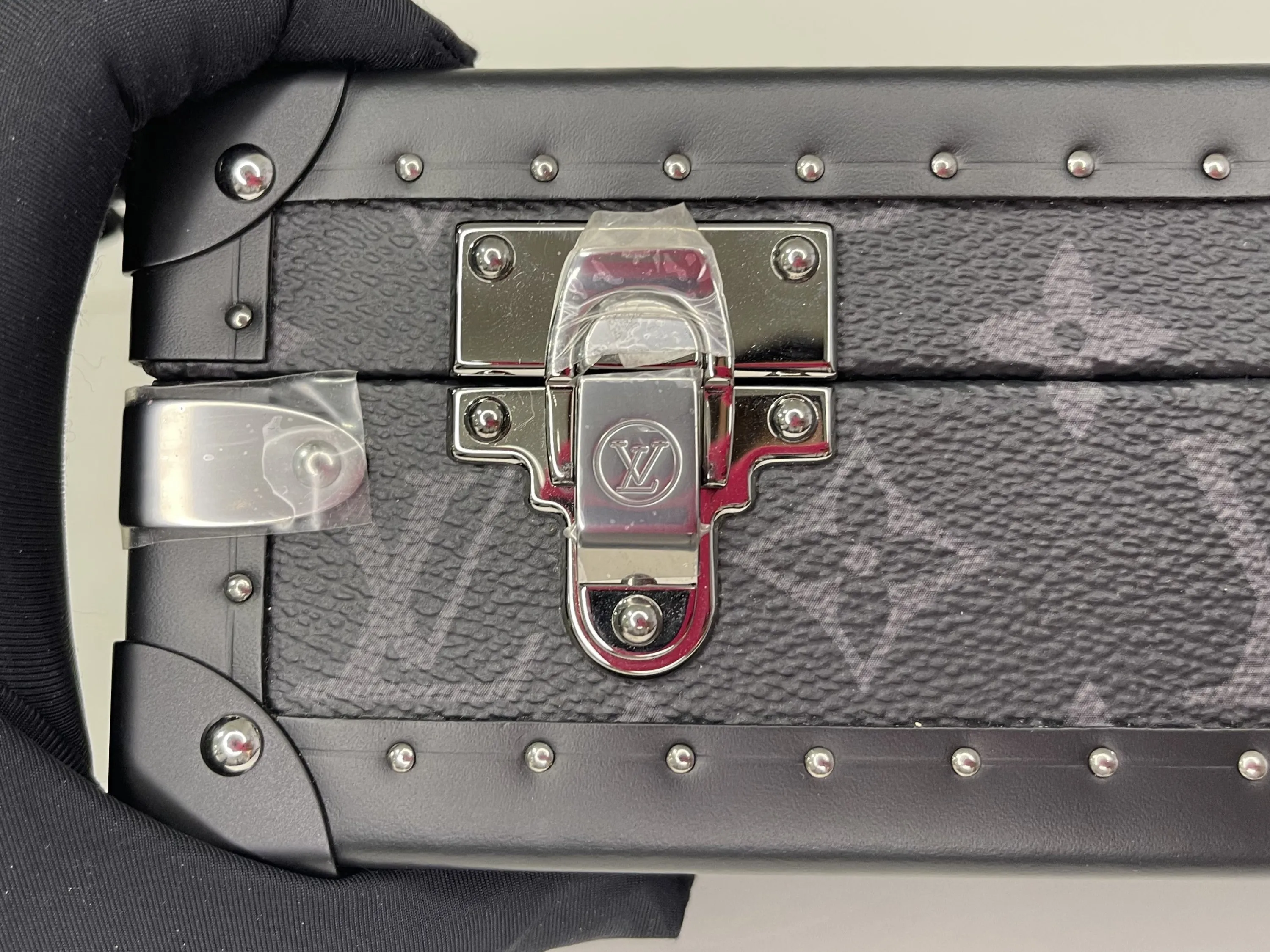 LOUIS VUITTON M20251 CLUTCH BOX, MONOGRAM ECLIPE RUTHENIUM HARDWARE, WITH STRAP, DUST COVER & BOX