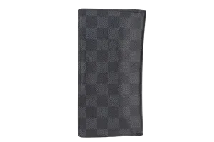 LOUIS VUITTON N62665 BRAZZA LONG WALLET DAMIER GRAPHITE SILVER HARDWARE WITH DUST COVER & BOX