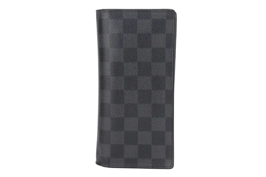 LOUIS VUITTON N62665 BRAZZA LONG WALLET DAMIER GRAPHITE SILVER HARDWARE WITH DUST COVER & BOX