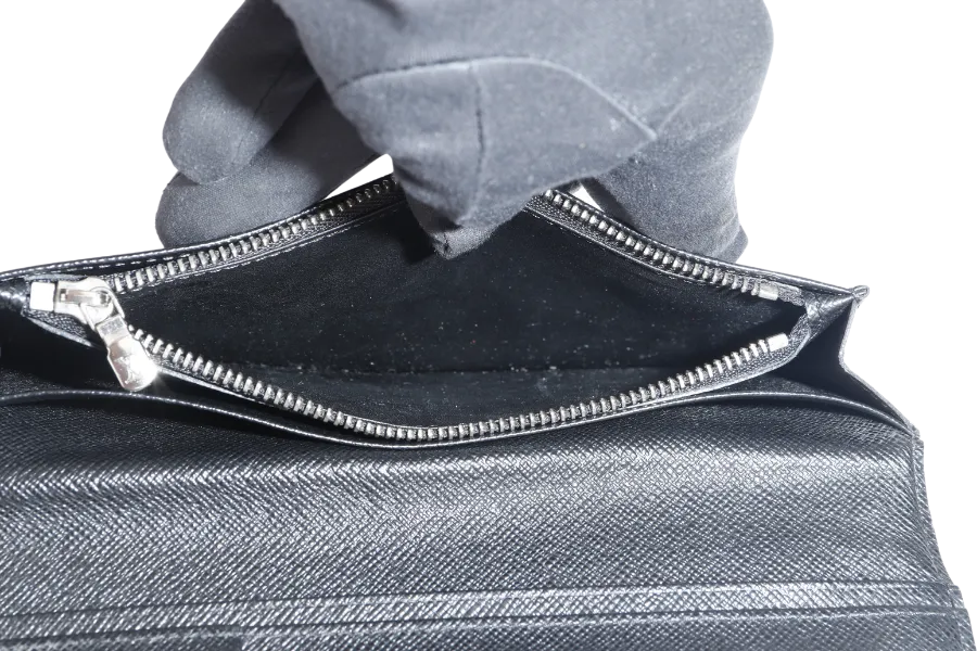 LOUIS VUITTON N62665 BRAZZA LONG WALLET DAMIER GRAPHITE SILVER HARDWARE WITH DUST COVER & BOX