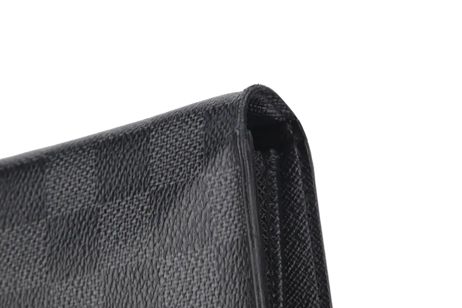 LOUIS VUITTON N62665 BRAZZA LONG WALLET DAMIER GRAPHITE SILVER HARDWARE WITH DUST COVER & BOX
