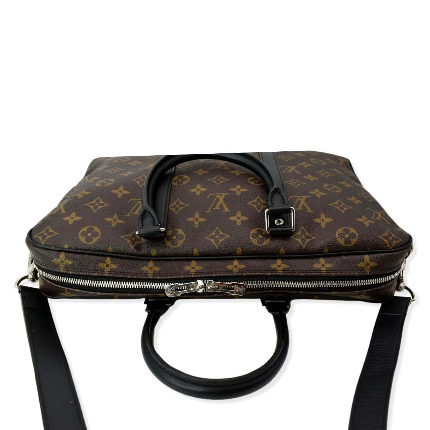 LOUIS VUITTON Porte Documents Voyage Monogram Canvas Briefcase Bag Brown