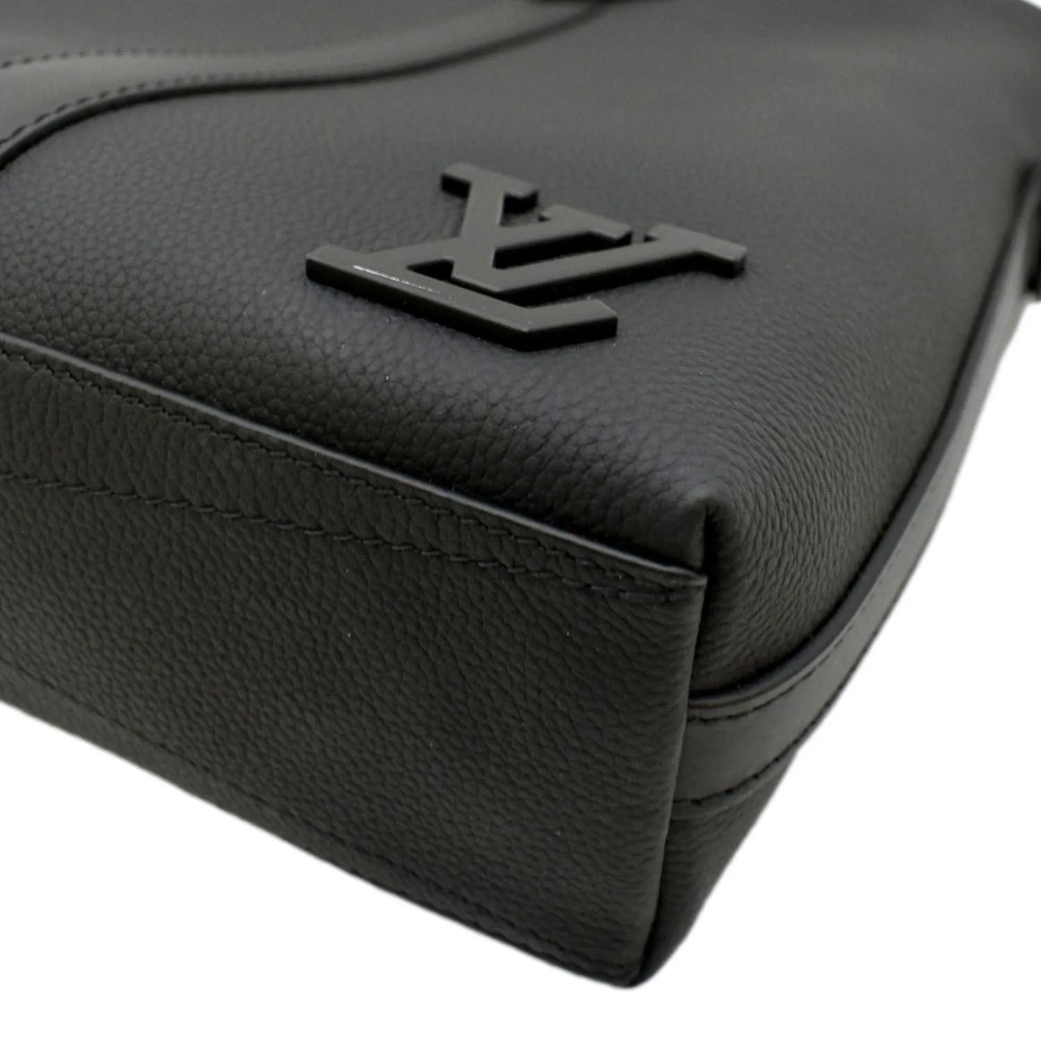 LOUIS VUITTON Takeoff Aerogram Grained Calf Leather Briefcase Black