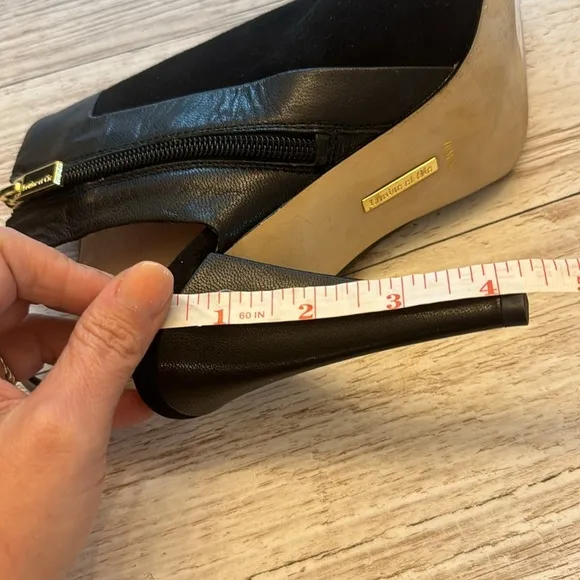 Louise et Cie Sabal Leather Peep Toe Sling Back Heeled Bootie Black 10