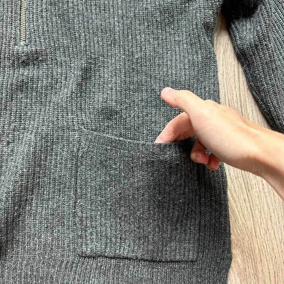 Madewell Merino Wool Blend Glenbrook Half-Zip Pullover Sweater Charcoal Gray XS