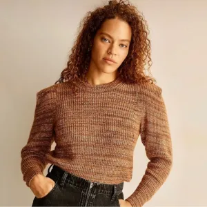 Madewell Space Dyed Prentiss pullover sweater with long sleeves, cap shoulder