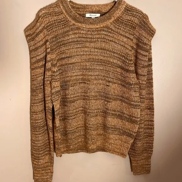Madewell Space Dyed Prentiss pullover sweater with long sleeves, cap shoulder