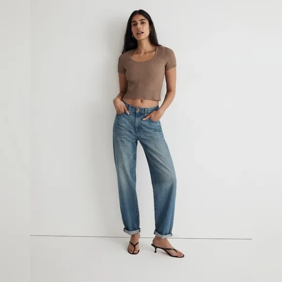 Madewell The Slouchy Boyjean Button Fly In Rosewell Wash