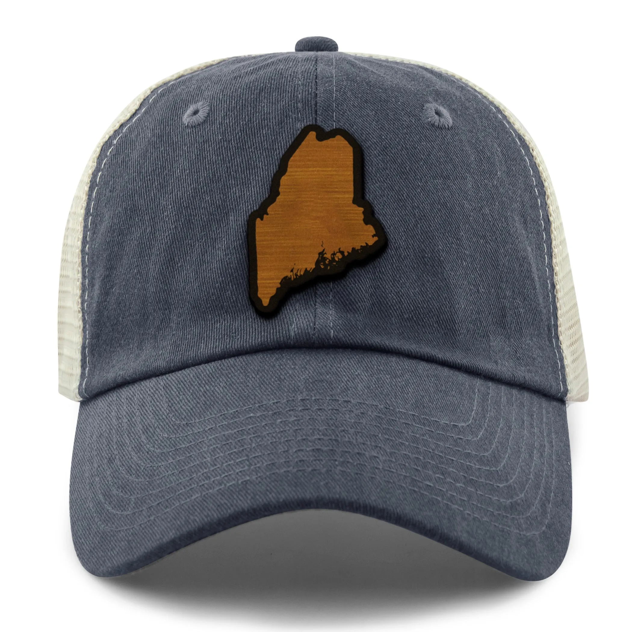 Maine State Wood Grain Patch Relaxed Trucker