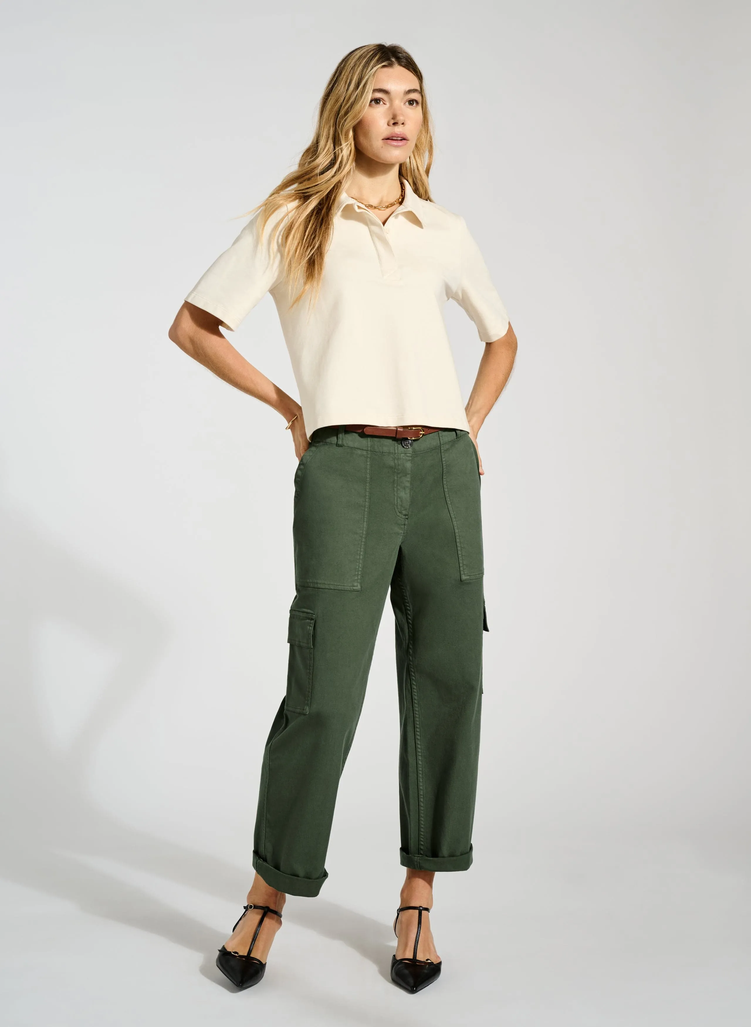 Margaret Regenerative Cotton Polo Tee | Antique White