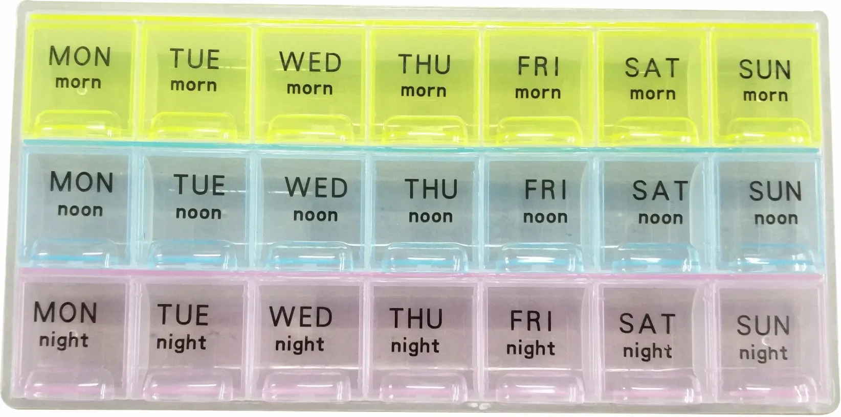 Marvel Products Weekly Pill Organizer Box with Snap Lids for 7 Days, 3 Times (Morning, Noon & Night)