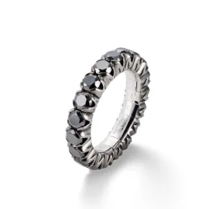 Mattioli Xband Expandable 18Kt White Gold And Black Diamond Ring
