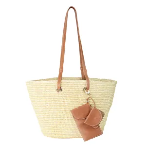 Maxi Oval Straw and Raffia Tote