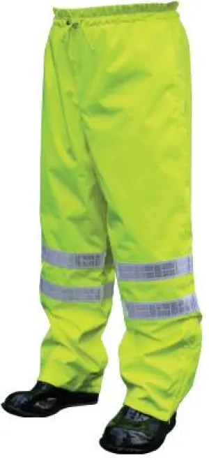 MCR Safety Pro Grade Rain Pants, Polyester/Polyurethane, Hi-Viz Lime, 4X-Large, 598RPWX4