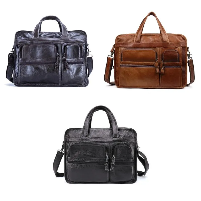 Men 15.6 Inch Business Handbag Casual Singer Shoulder Messenger Bag - Black