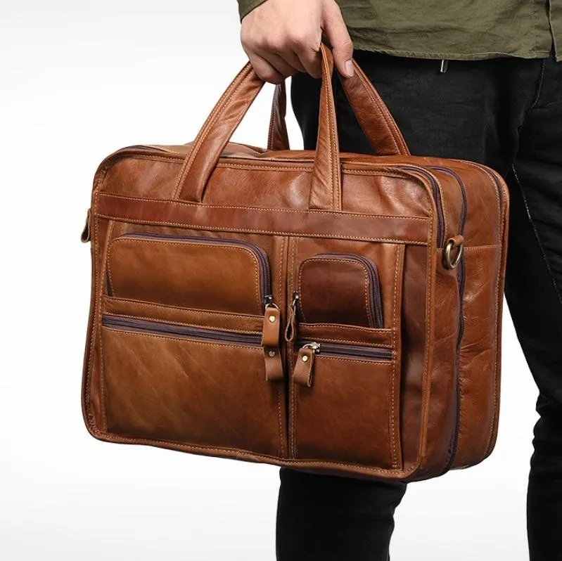 Men 15.6 Inch Business Handbag Casual Singer Shoulder Messenger Bag - Black