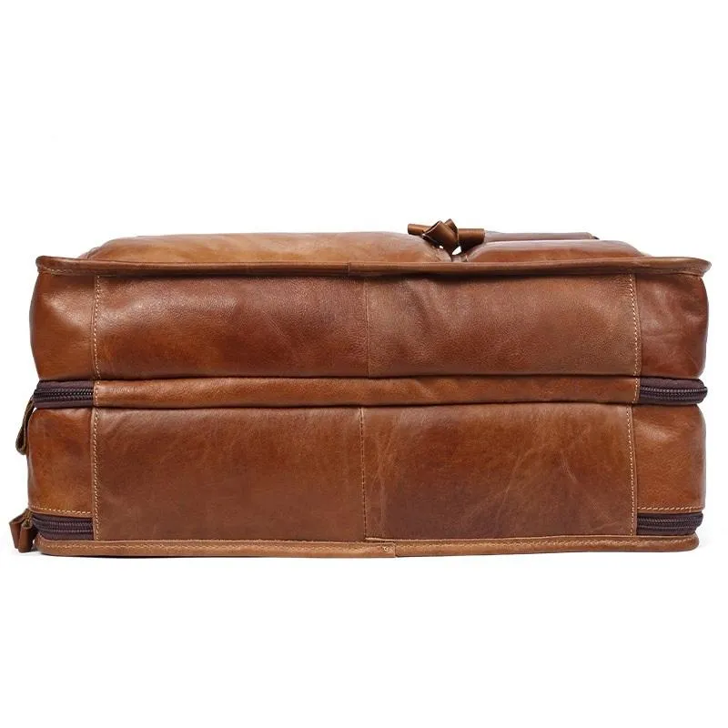 Men 15.6 Inch Business Handbag Casual Singer Shoulder Messenger Bag - Rusty Black