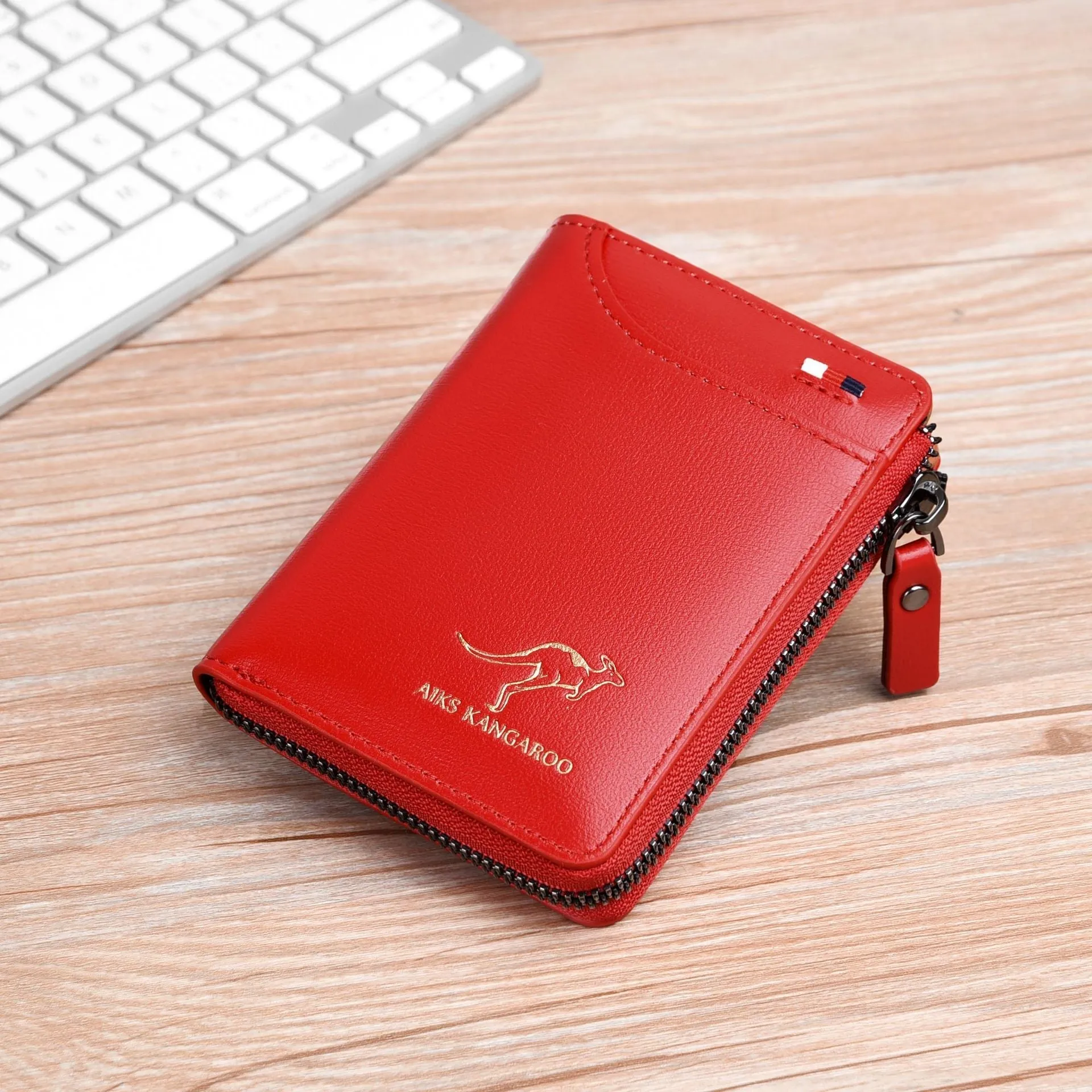 Men Wallet Zipper Genuine Leather Purse ( RFID PROTECTED )