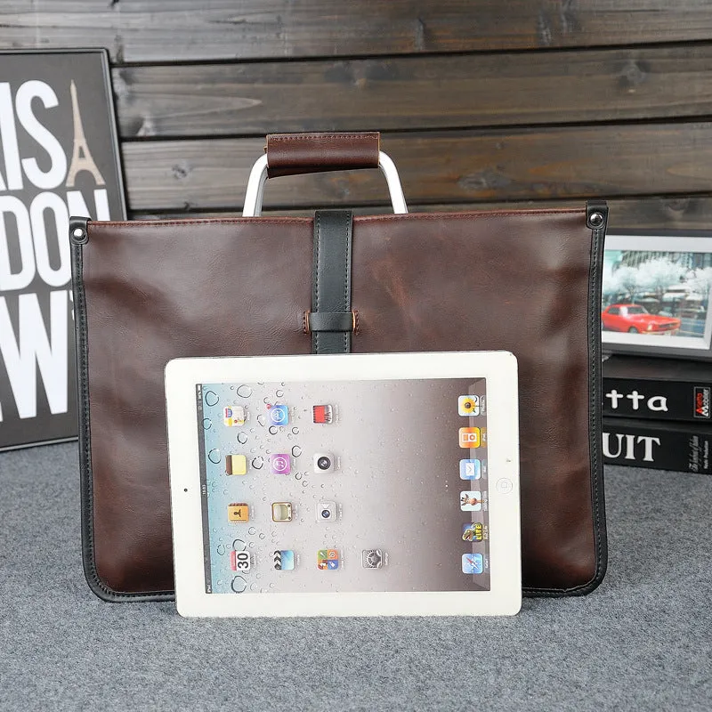 men's business briefcase, Crazy Horse leather men's bag, retro office handbag, simple atmospheric file bag