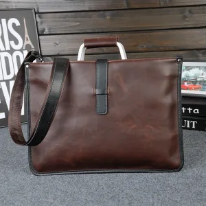 men's business briefcase, Crazy Horse leather men's bag, retro office handbag, simple atmospheric file bag