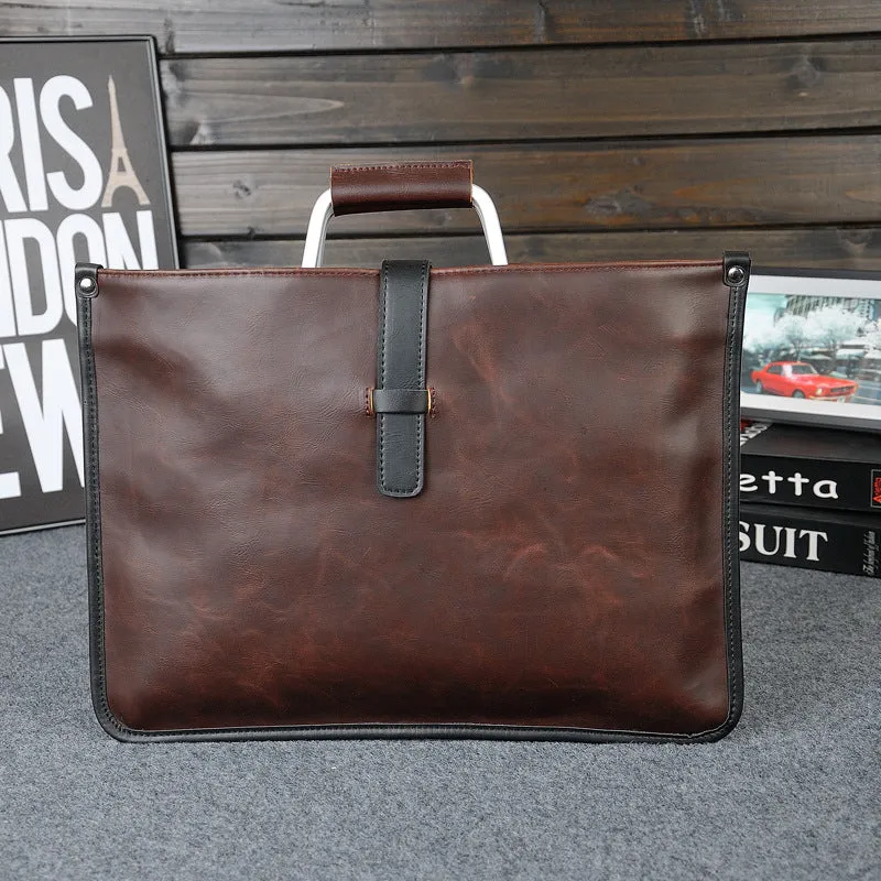 men's business briefcase, Crazy Horse leather men's bag, retro office handbag, simple atmospheric file bag