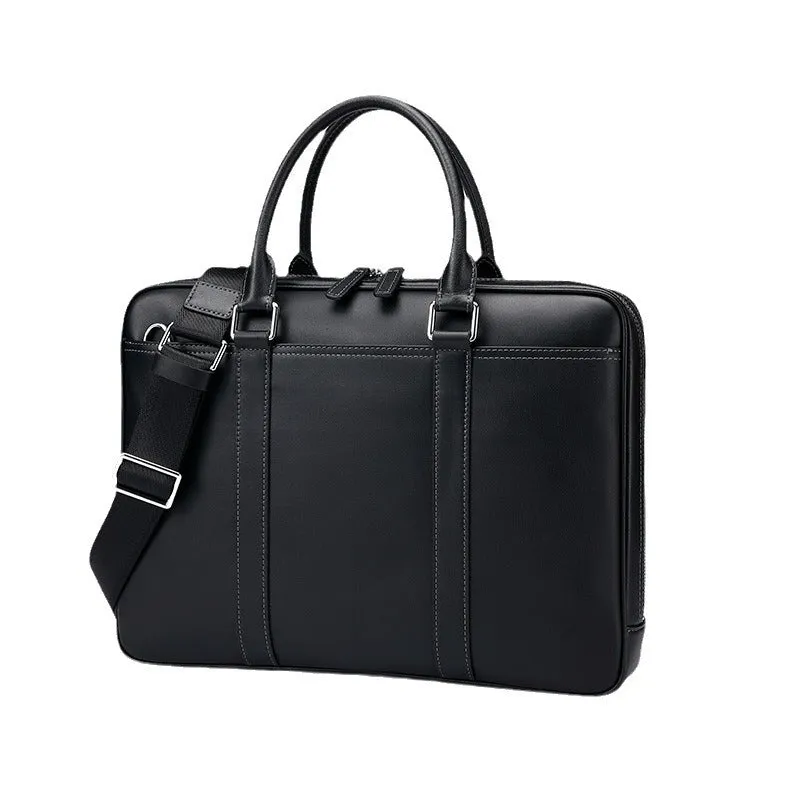 Men's Business Genuine Leather Casual Simple Shoulder Crossbody Briefcase Handbag