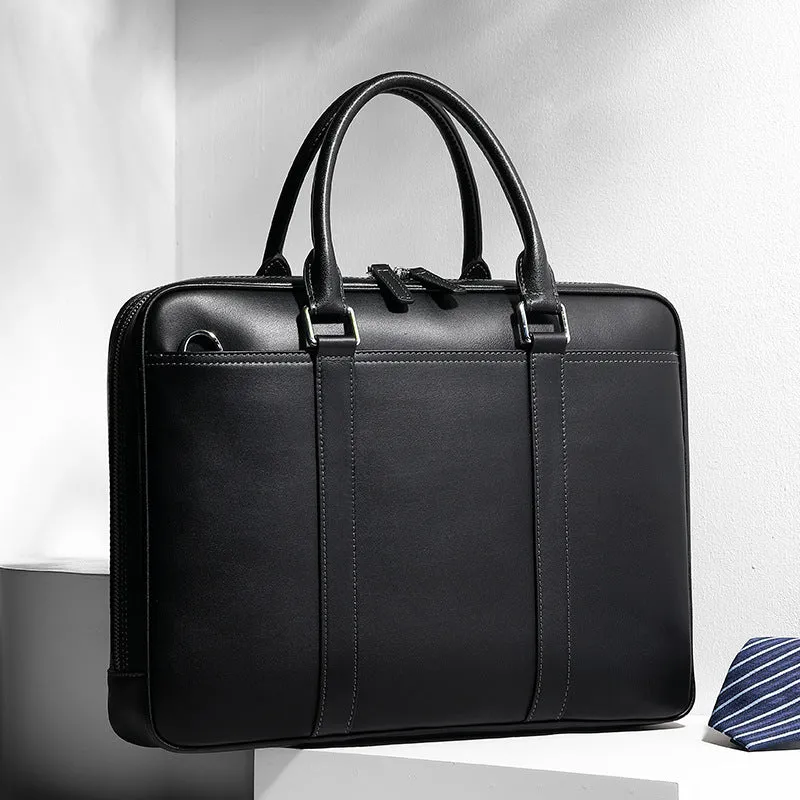 Men's Business Genuine Leather Casual Simple Shoulder Crossbody Briefcase Handbag
