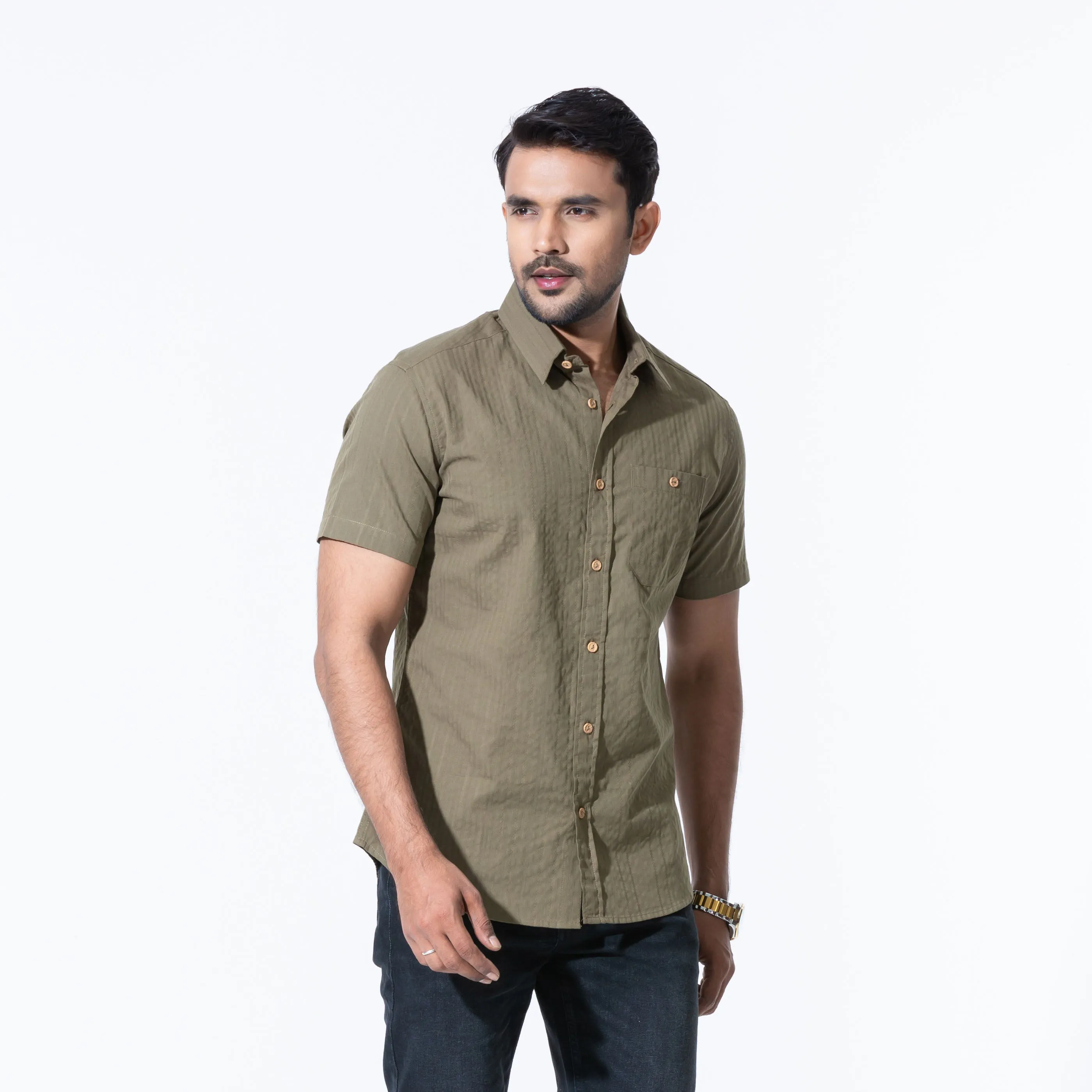 Mens Olive Casual Shirt