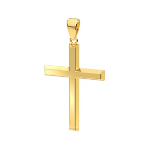 Men's XL Heavy Solid 2in 14K Yellow Gold Christian Angled Cross Pendant Necklace, 50mm
