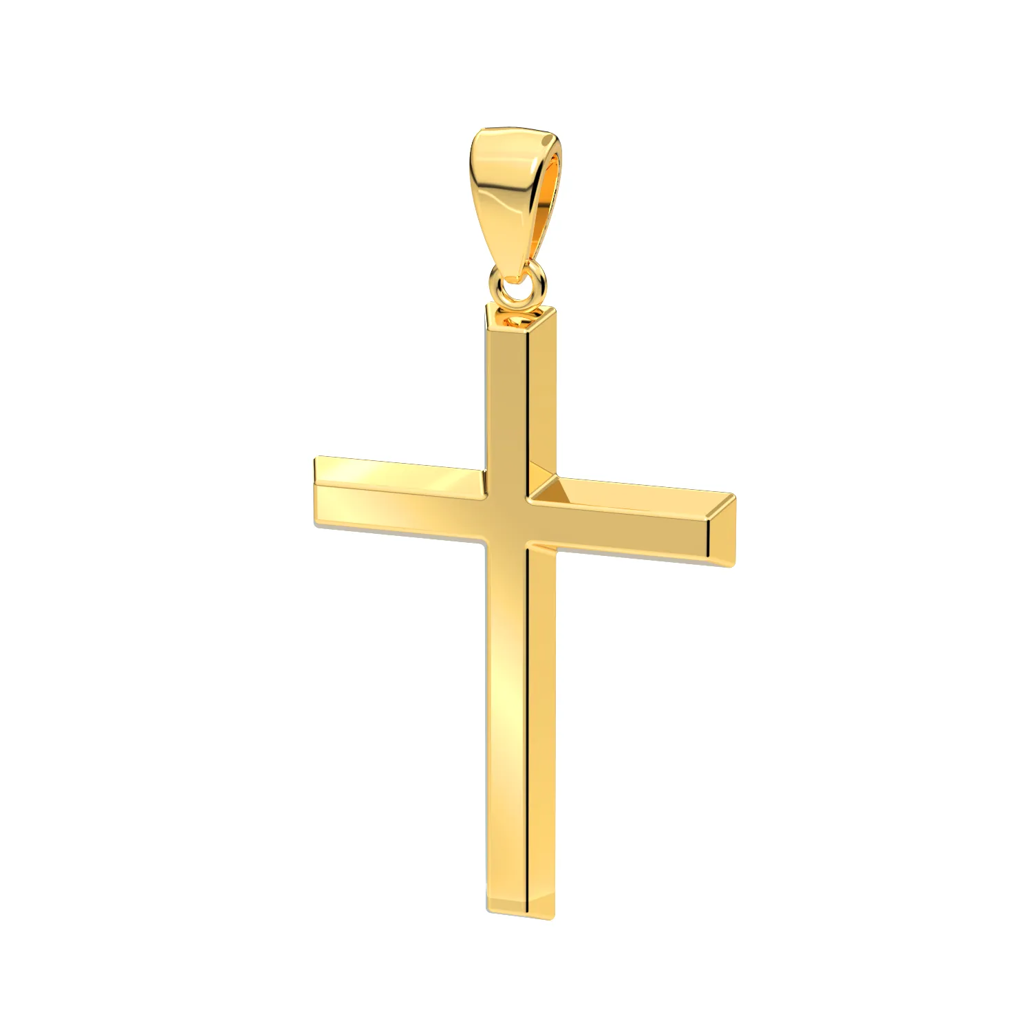 Men's XL Heavy Solid 2in 14K Yellow Gold Christian Angled Cross Pendant Necklace, 50mm