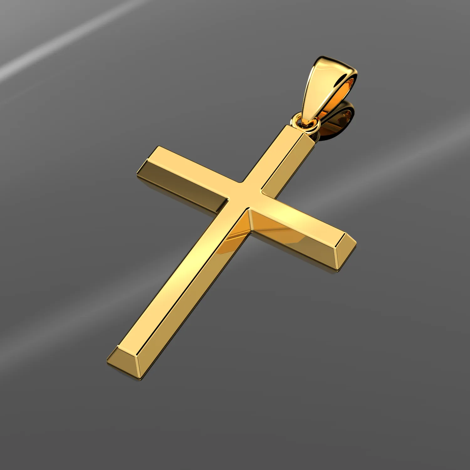 Men's XL Heavy Solid 2in 14K Yellow Gold Christian Angled Cross Pendant Necklace, 50mm