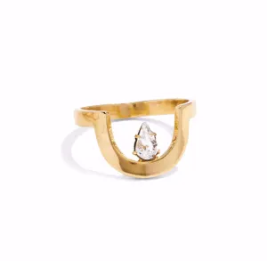 Midi Cleft Ring in Gold with Swarovski Crystal