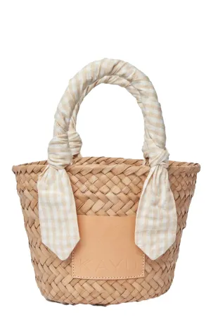 Mini Marlow Gingham Scarf Straw Tote