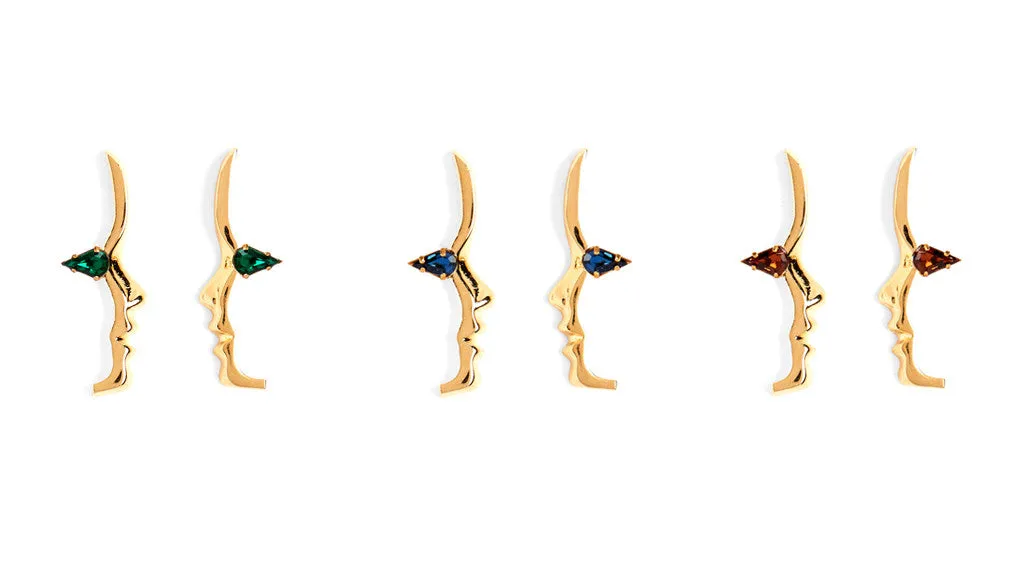 Mini Sapphire Crystal Silhouette Studs in Gold