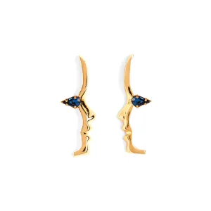 Mini Sapphire Crystal Silhouette Studs in Gold