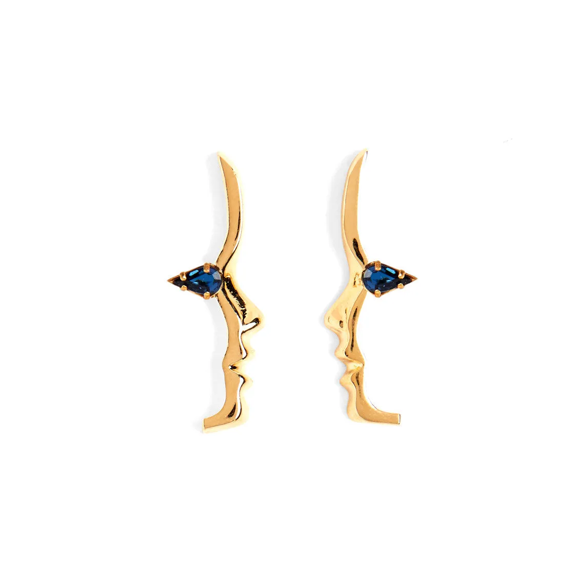 Mini Sapphire Crystal Silhouette Studs in Gold