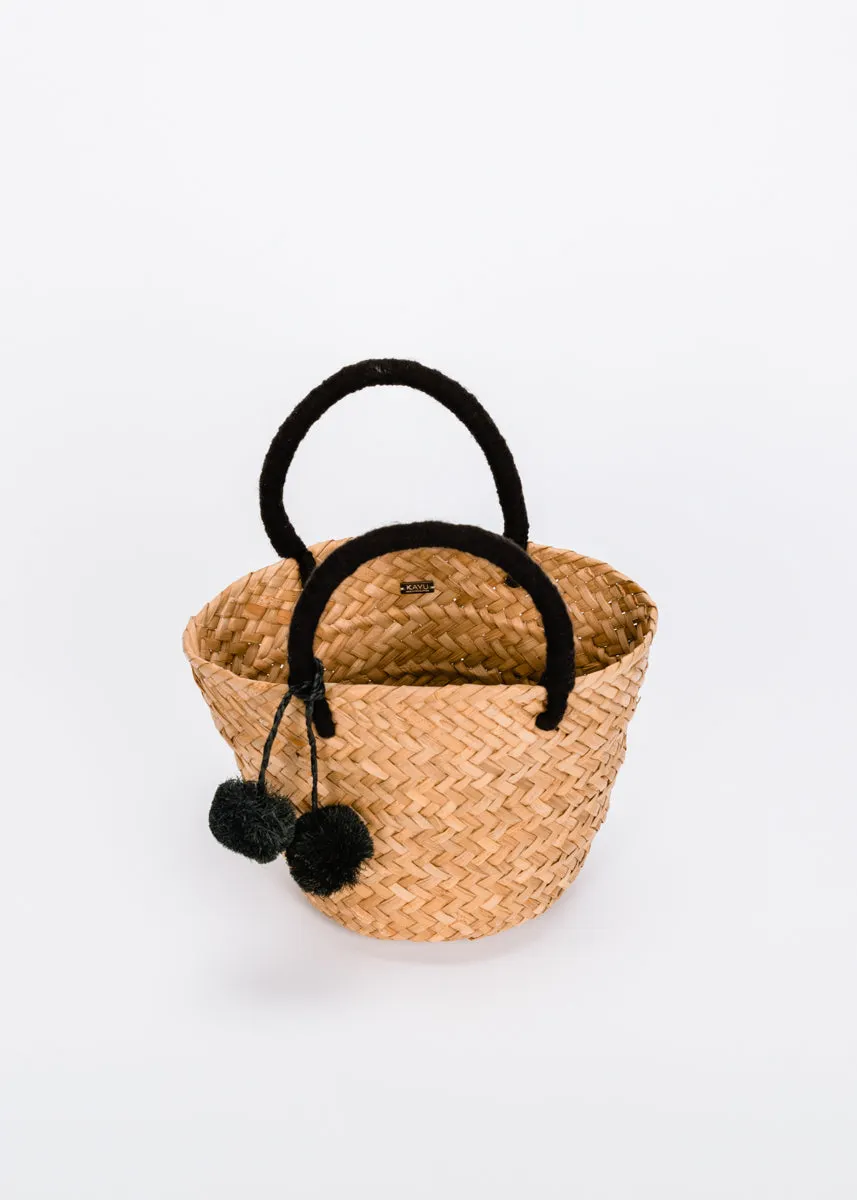 Mini St Tropez Pom Pom Straw Tote