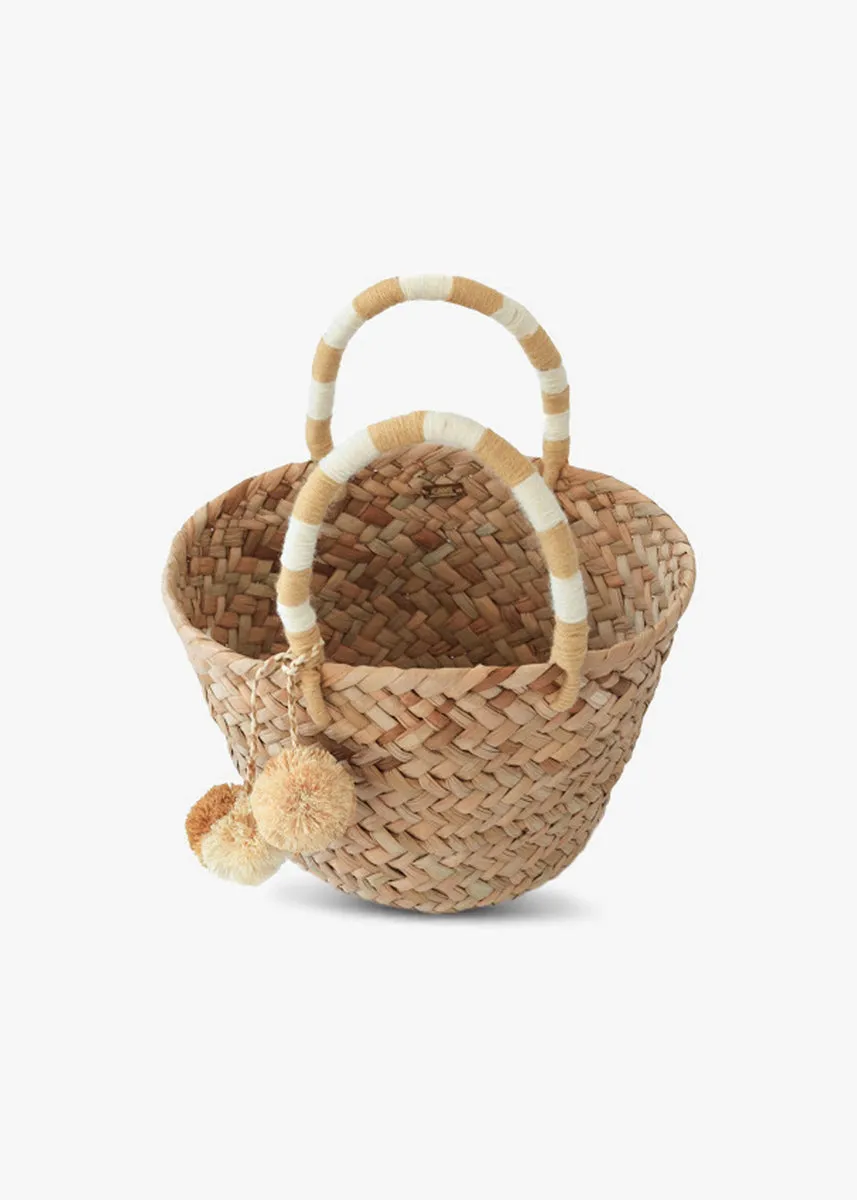 Mini St Tropez Pom Pom Straw Tote
