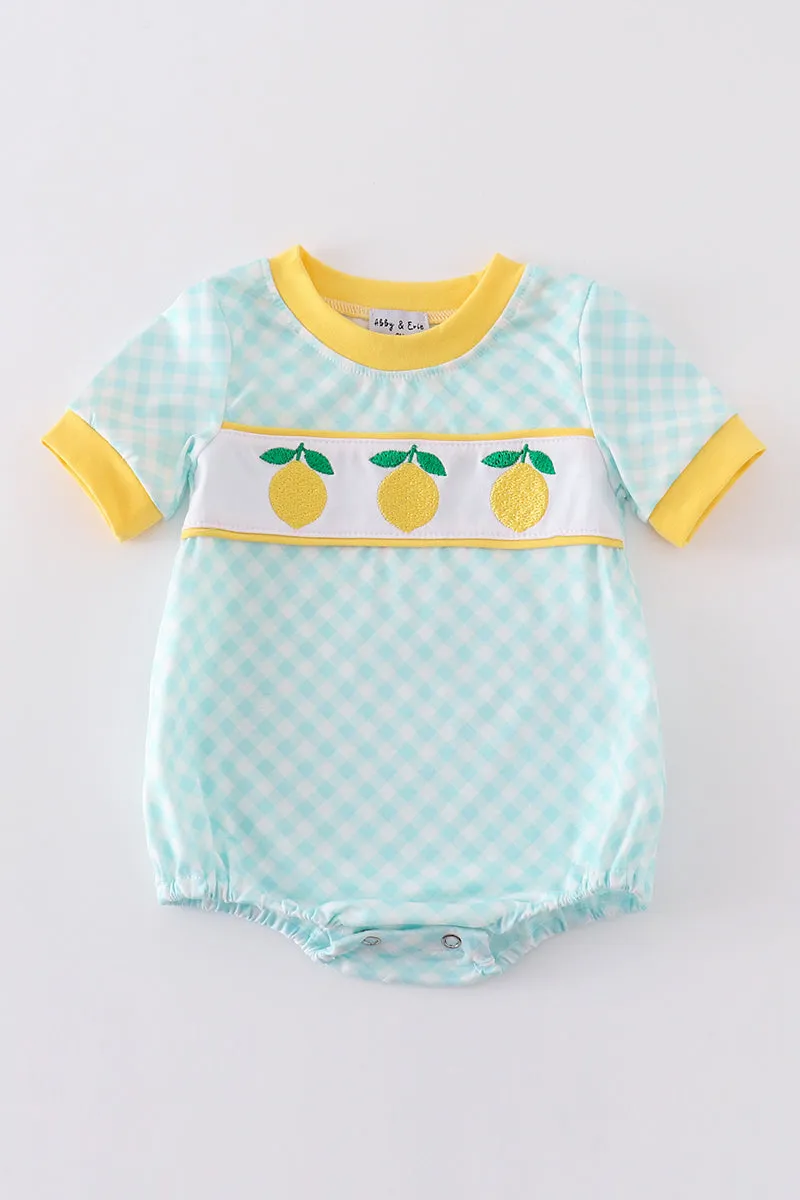 Mint Lemon Embroidery Boy Bubble